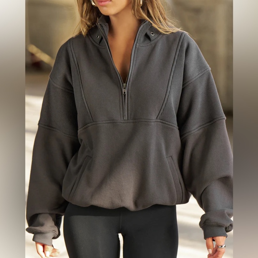 Joah Brown Retro Half Zip S/M charcoal